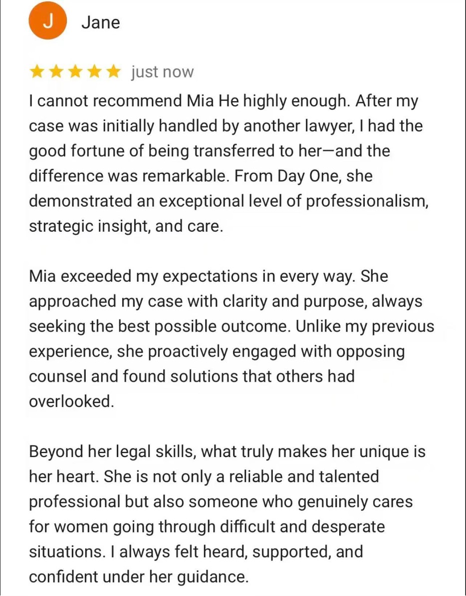 Jane Google review for Miao He